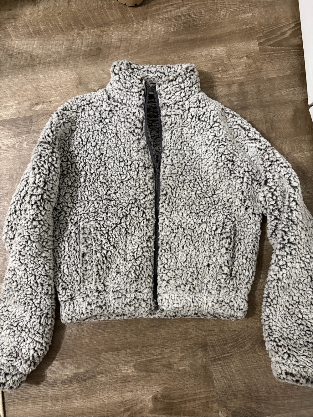 Garage cropped fleece zip up jacket